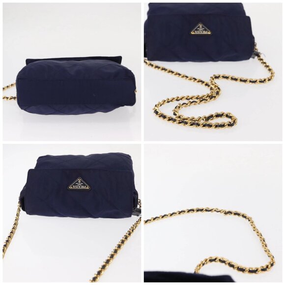 PRADA Chain Shoulder Bag Nylon Purple Gold - Picture 16 of 16